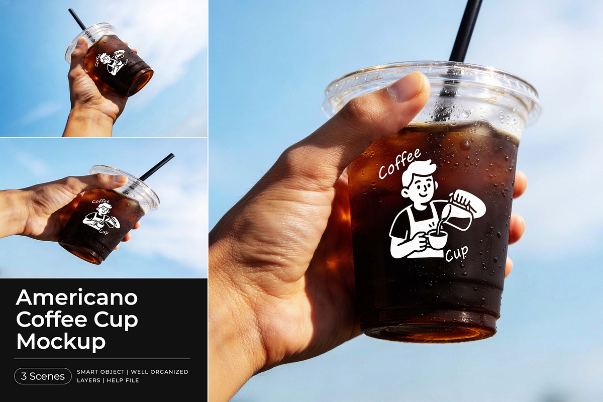 Americano Coffee Cup Mockup, a Packaging Mockup by Pitchlook.Studio (Photo 1 of 4)