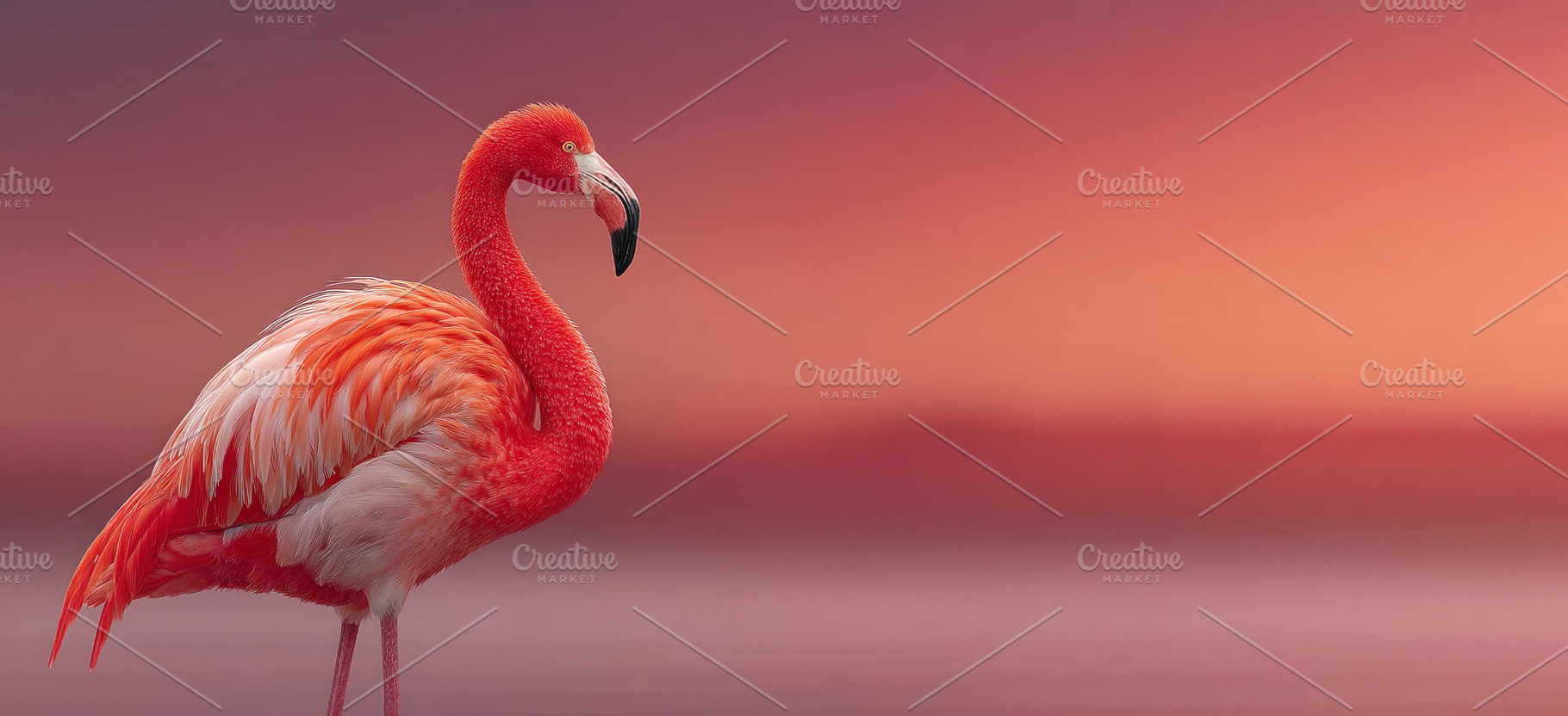 Graceful flamingo standing in still shallow water with soft pink, an Animal Photo by José Manuel Gelpi