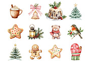 Watercolor Christmas Clipart PNG, a Seasonal Illustration by Designking (Thumbnail 2 of 5)