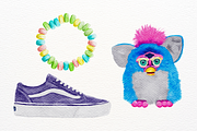 90s Nostalgia Watercolor Graphics, an Education Illustration by CherithDrawsThings (Thumbnail 2 of 7)