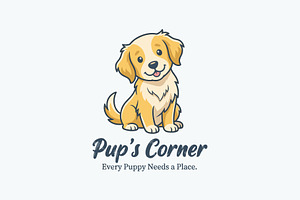 Pup's Corner Mascot Cartoon Logo