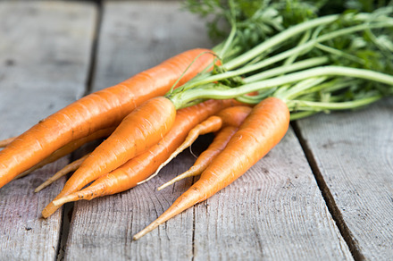 Fresh carrots bunch featuring agriculture, background, and board, a Food & Drink Photo by Ivanna