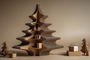 Cardboard Christmas tree display, a Photo by Beautiful things