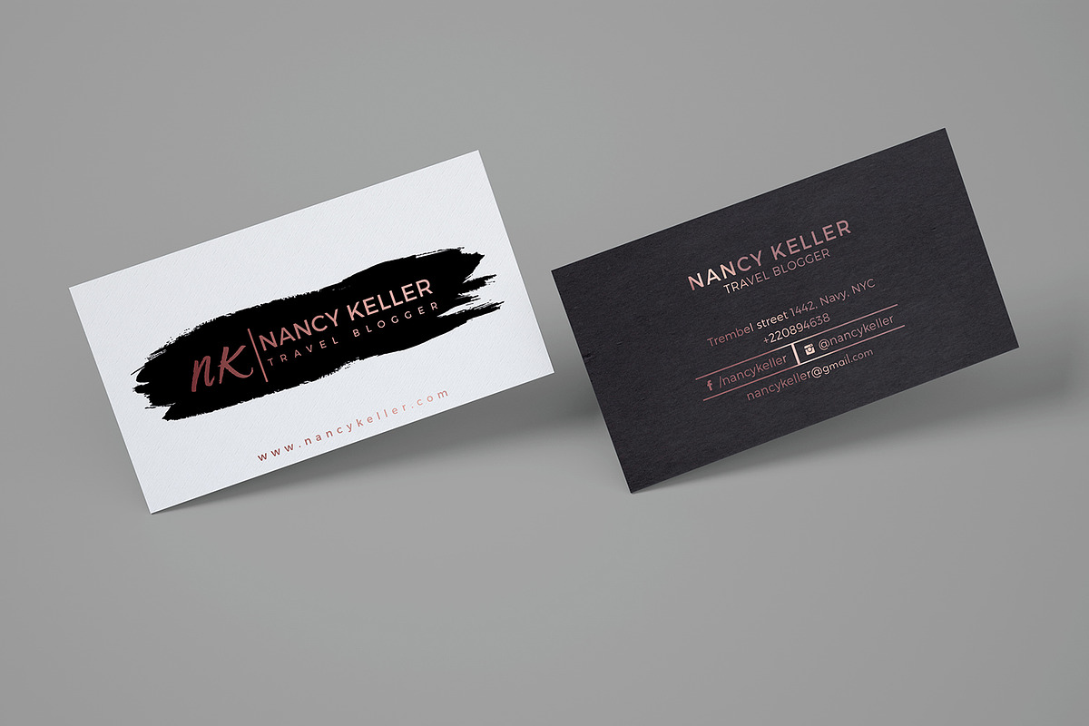 Rose Gold Business Card Template, a Business Card Template by Design Dock (Photo 1 of 3)