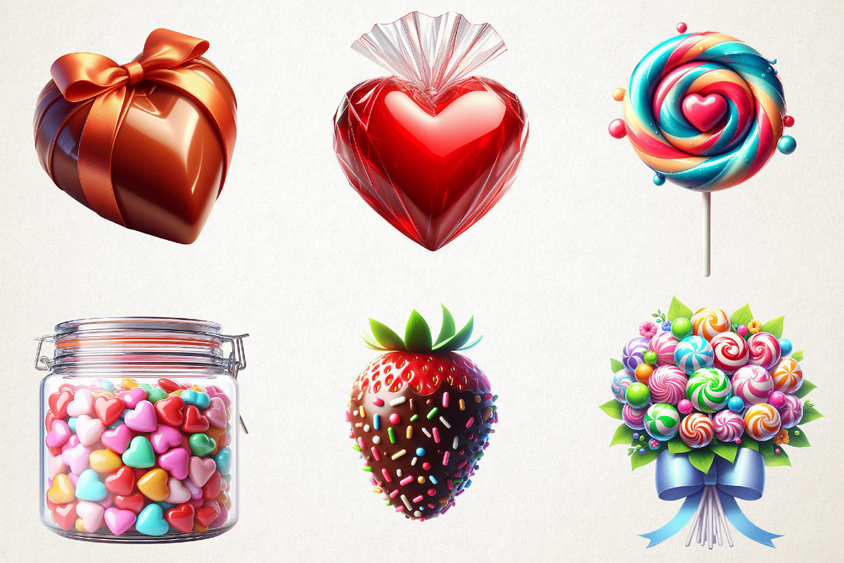 Chocolate & Candy Valentine Clipart, an Illustration by RobertsArt (Photo 2 of 6)