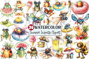 Funny Summer Fly Insects Clipart, an Illustration by Rose Art