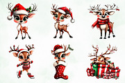 Whimsical Christmas Reindeer Clipart, an Illustration by Creative Art (Thumbnail 2 of 11)