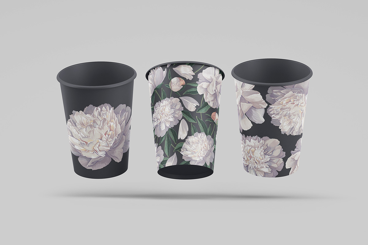 White Realistic Peonies Set, a Decorative Illustration by MarynaPetrovska (Photo 4 of 16)