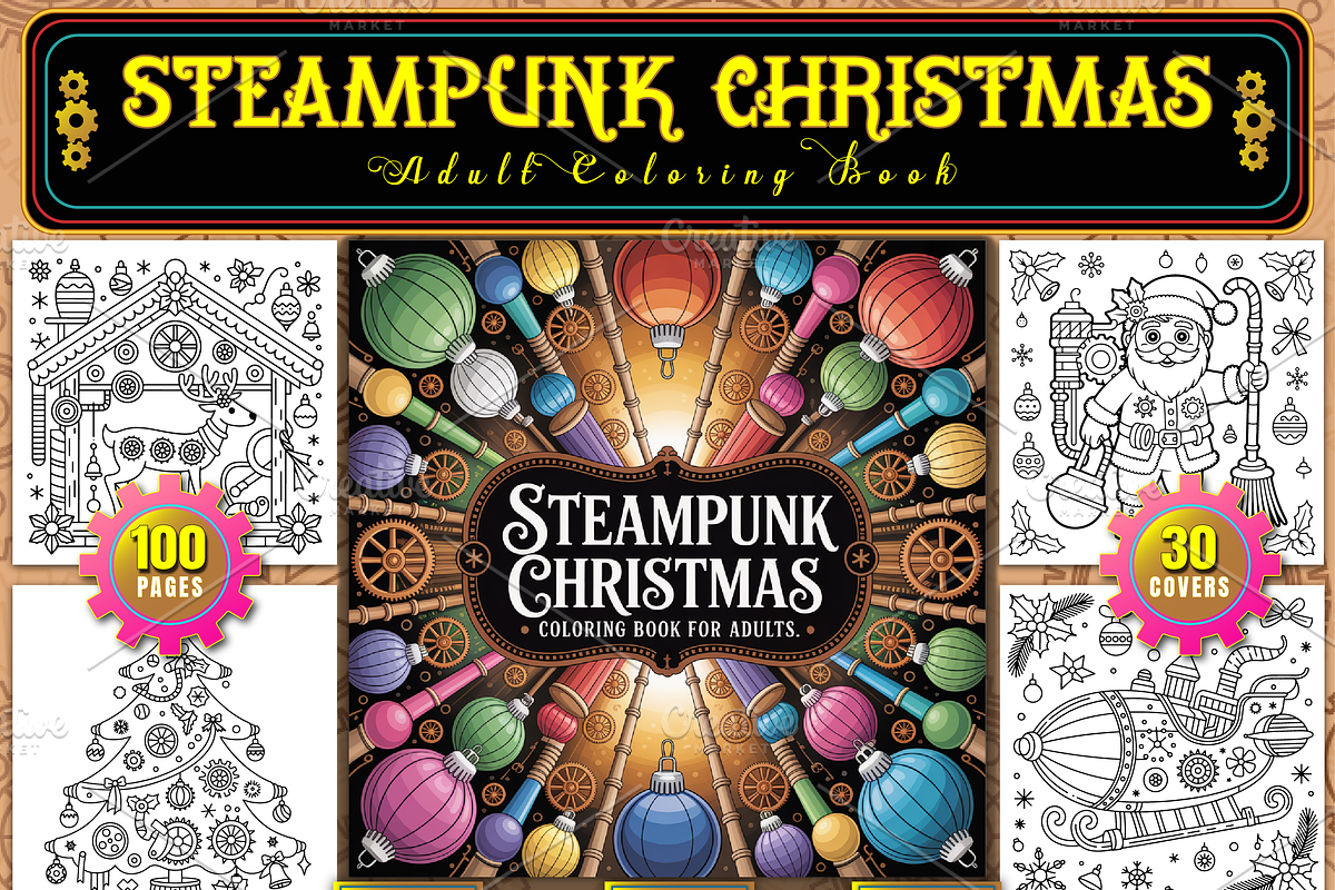 Steampunk Christmas Coloring Book, a Seasonal Illustration by Ink Gallery (Photo 1 of 5)