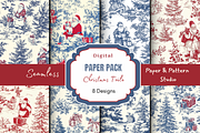 Christmas Toile Chinoiserie Pattern, a Pattern Graphic by Paper & Pattern Studio (Thumbnail 1 of 9)