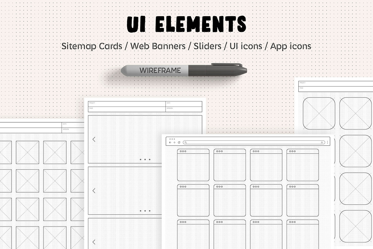Wireframe Sketchsheet with Stencils, a Wireframe Template by Sargatal (Photo 4 of 7)