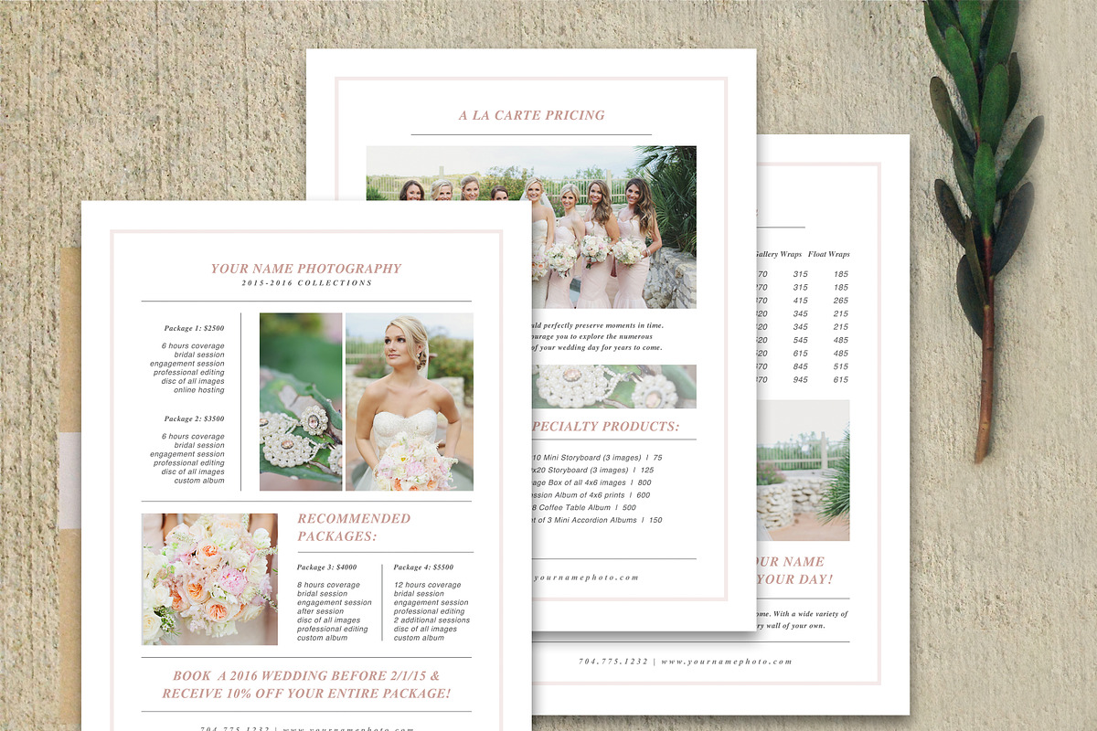 Wedding Pricing Guide Set, a Brochure Template by roselindoco
