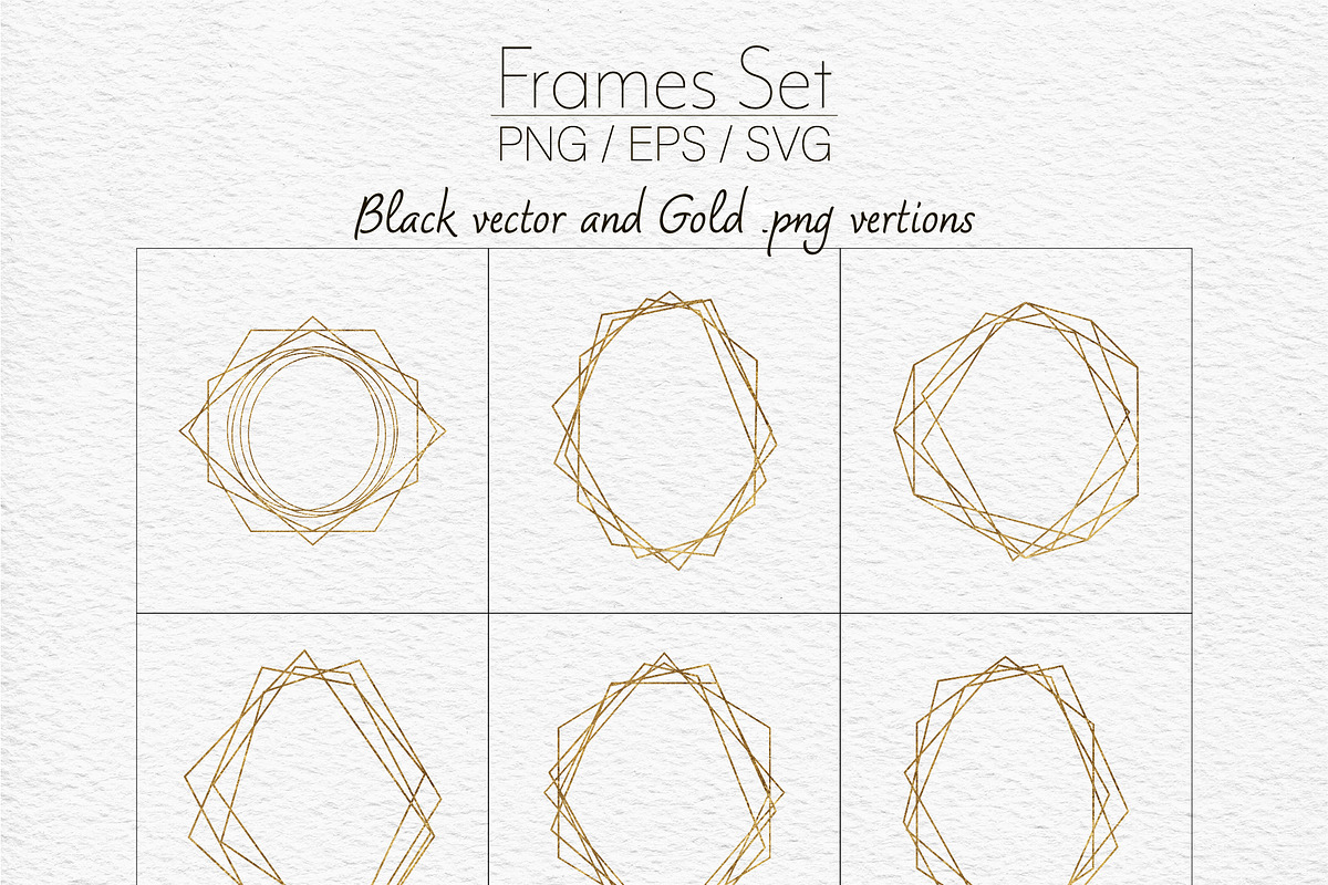 Gold geometric frames svg Clipart, an Object Graphic by DigitalArsiart (Photo 5 of 9)
