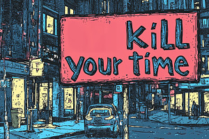 Illustrated Street Sign With Hand-drawn 'kill Your Time' Text