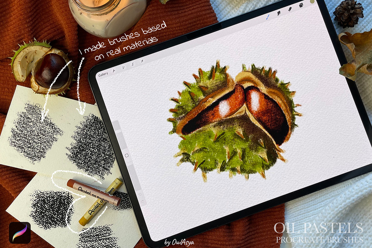 Oil Pastels Procreate Brushes, a Brush Add-On by owlasya (Photo 7 of 8)