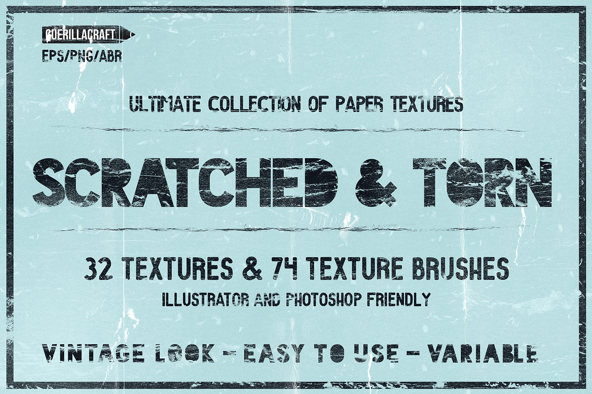 Scratched & Torn paper textures, a Texture Graphic by Guerillacraft (Photo 1 of 5)