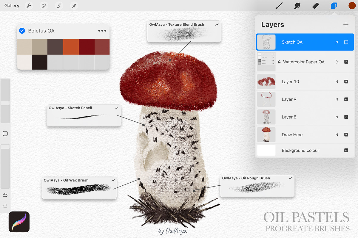 Oil Pastels Procreate Brushes, a Brush Add-On by owlasya (Photo 5 of 8)
