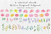Watercolor Flowers Set Hand painted, an Illustration by MaraquelaStudio (Thumbnail 3 of 9)