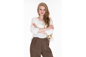 Smiling young blond woman with, a Person Photo by Alexander-Piragis