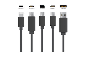 Usb cable connectors, a Technology Illustration by Things for designers
