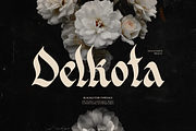 Delkota | Blackletter Typeface, a Blackletter Font by Denustudios (Thumbnail 1 of 12)