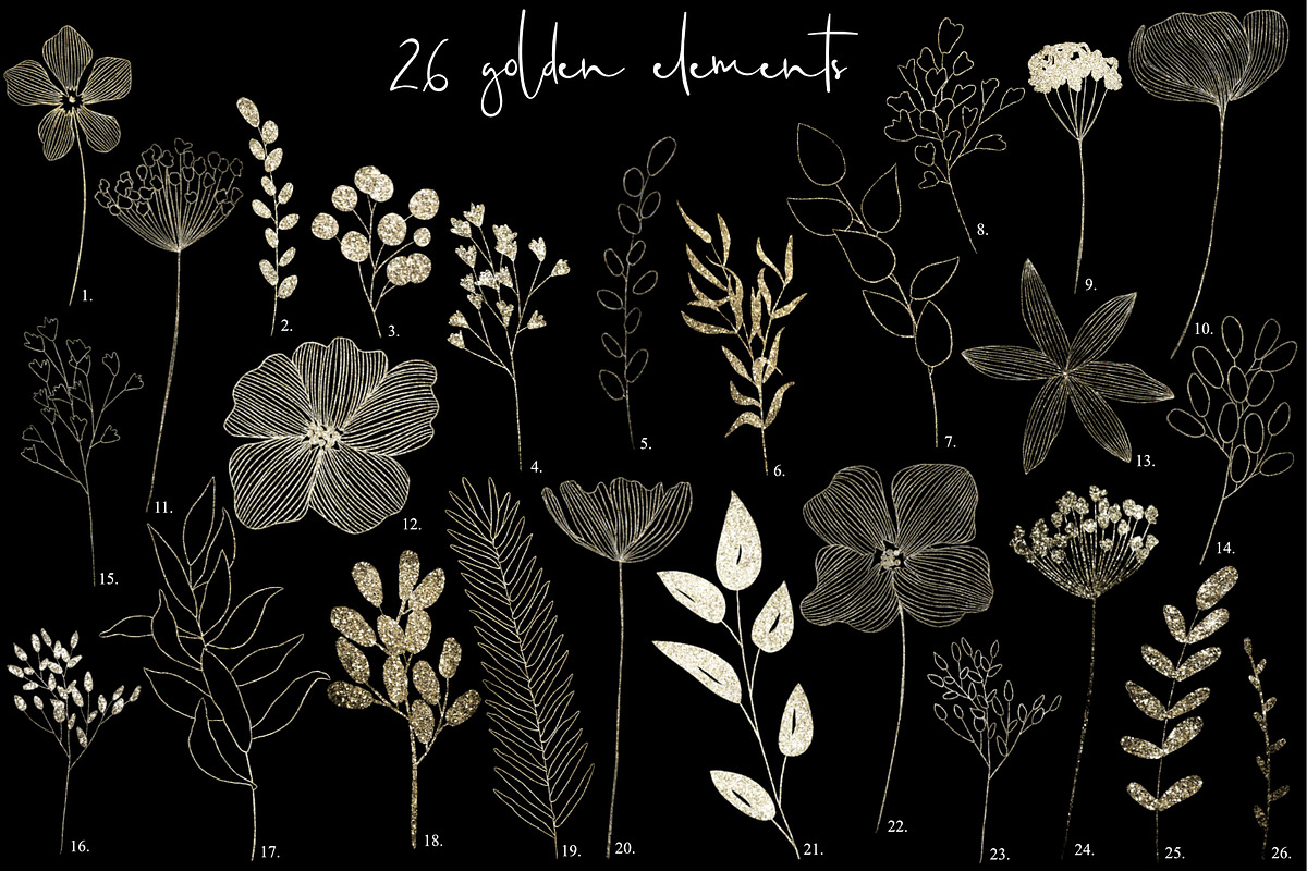 Loose floral & gold glitter, an Illustration by marie dricot (Photo 18 of 21)