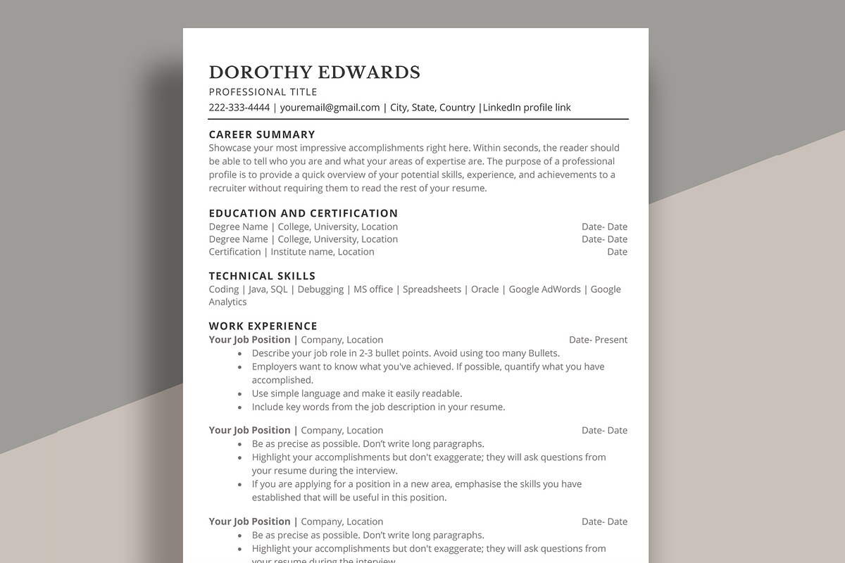ATS Resume Template | CV Template, a Resume Template by aivos (Photo 1 of 6)