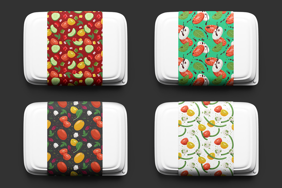 Tomatoes Vector Patterns, a Food Illustration by AKOMIX (Photo 6 of 6)