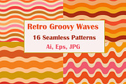 Groovy Waves Seamless Patterns, a Pattern Graphic by Yasmine Patterns (Thumbnail 1 of 8)