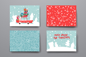 Set Of Cards In Christmas Style