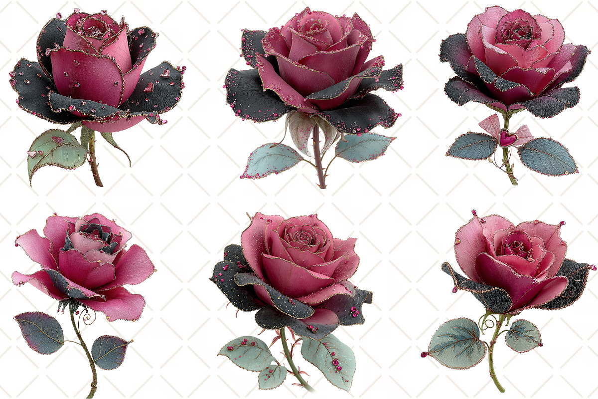 Quirky Valentine Rose Flower Clipart, an Illustration by Black Bird Studio (Photo 6 of 6)