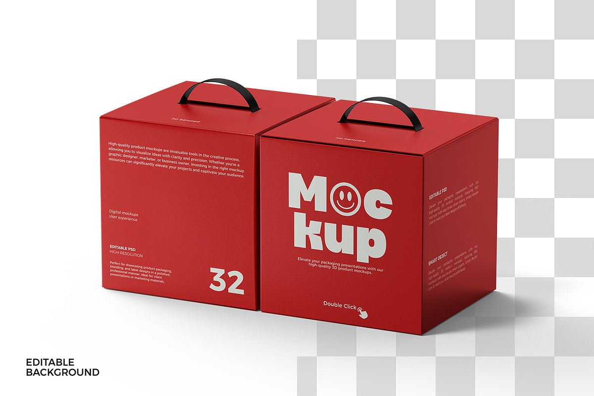 Cardboard Box Mockup with Handle, a Packaging Mockup by RamStudio2 (Photo 6 of 19)