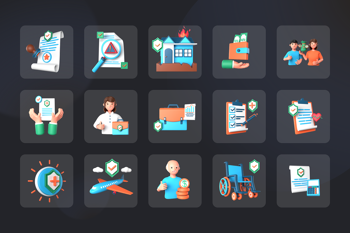 3D Insurance Icons, a 3D by Flat Icons (Photo 7 of 8)