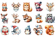 Winter Cute Animal Clipart, an Illustration by Designking (Thumbnail 2 of 5)