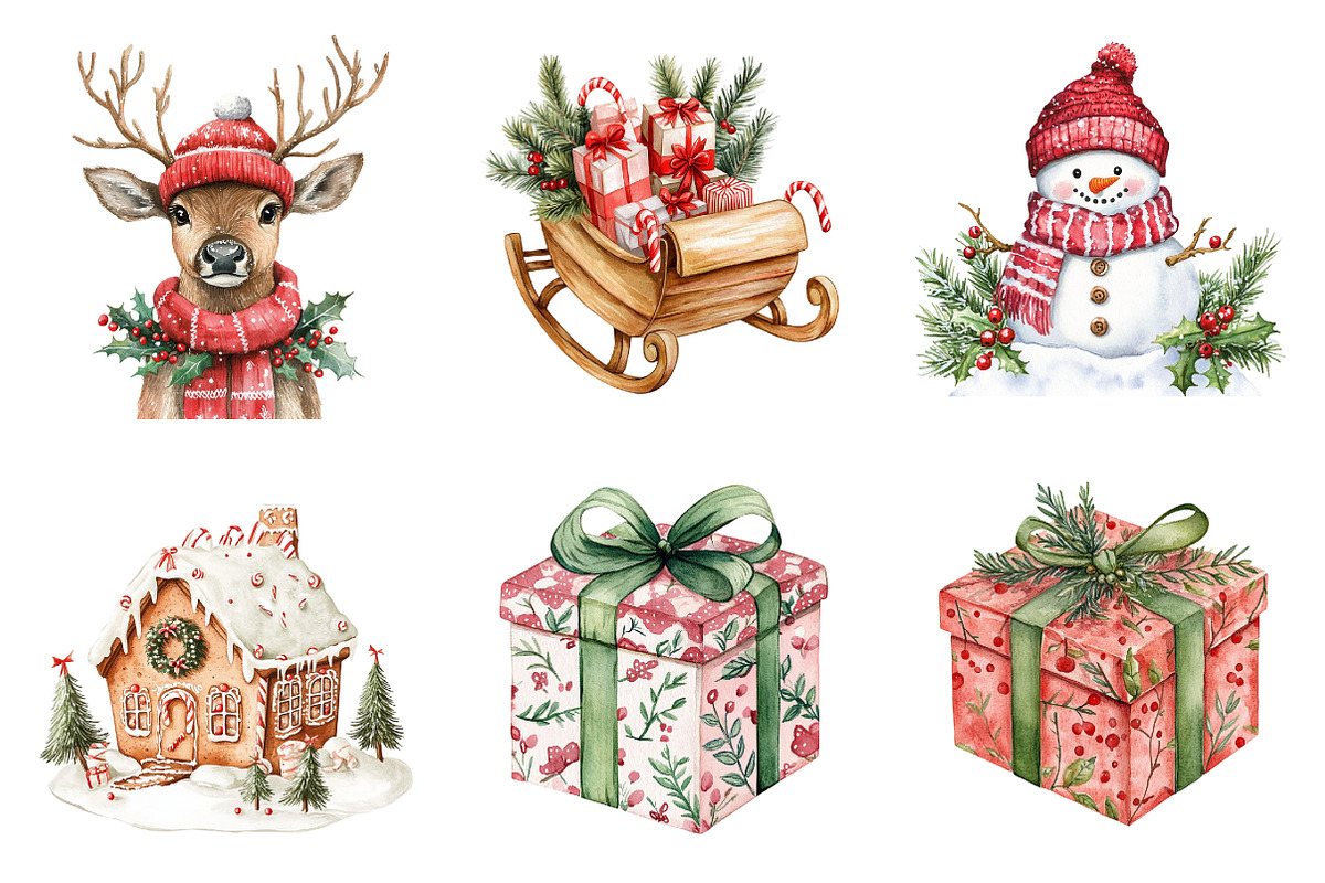 Christmas Holiday Clipart Bundle, a Work Illustration by SinaCreation (Photo 3 of 6)
