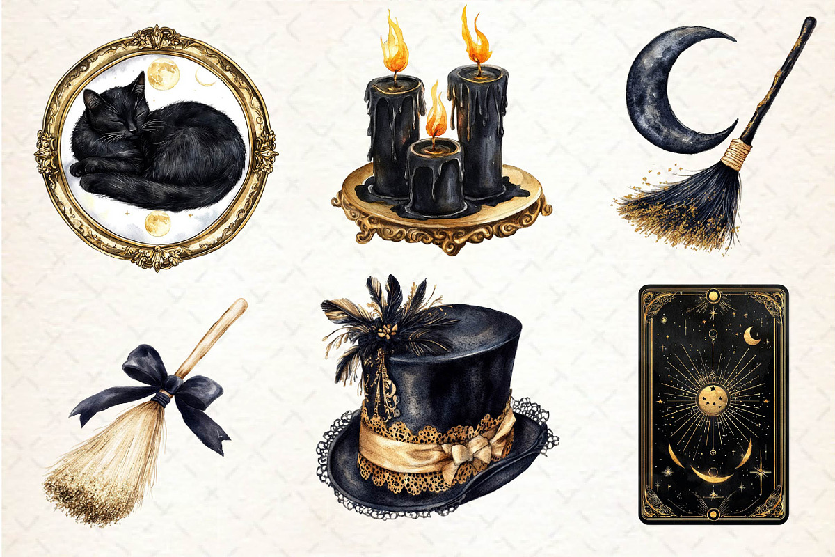 Black and Gold Halloween Clipart, an Illustration by Dream Creation (Photo 6 of 7)