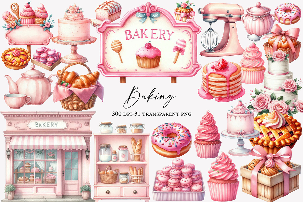 Watercolor Baking Clipart Sublimatio, an Illustration by Designworld (Photo 1 of 4)