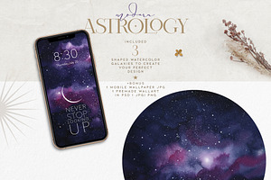 Watercolor Zodiac Galaxy Collection