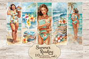Summer Bookmarks | Bookworm Gift, a Seasonal Illustration by GlamArtZhanna (Thumbnail 1 of 3)