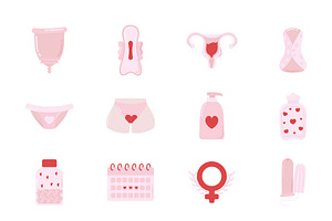 Feminine Hygiene Icons Set, a Templates & Theme by studiogstock