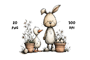 Whimsical Floral Bunny and Duck, an Animal Illustration by GiraffeCreative (Thumbnail 6 of 20)