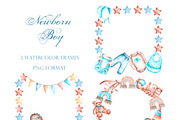 Baby boy watercolor set. Birthday., an Illustration by SabinaWatercolorArt (Thumbnail 4 of 15)
