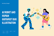AI Robot and Human Guitarist, a Technology Illustration by Partikusi Design (Thumbnail 1 of 3)