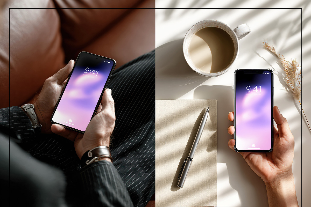 Realistic Smartphone Mockup Set, an iPhone Mockup by Mego-studio (Photo 8 of 10)