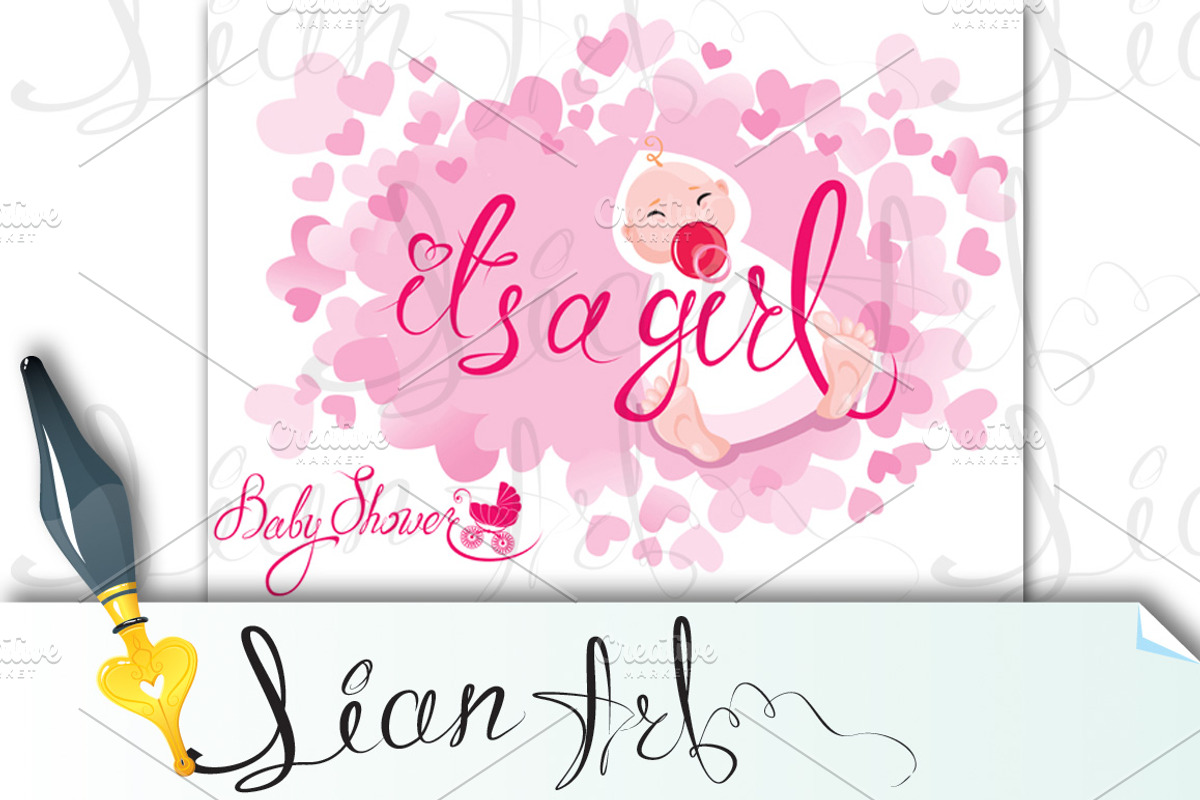 Baby Shower. It's a girl, an Invitation Template by Lian-art