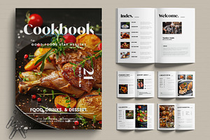 Modern Cookbook Magazine Layout, a Magazine Template by MightyDesign