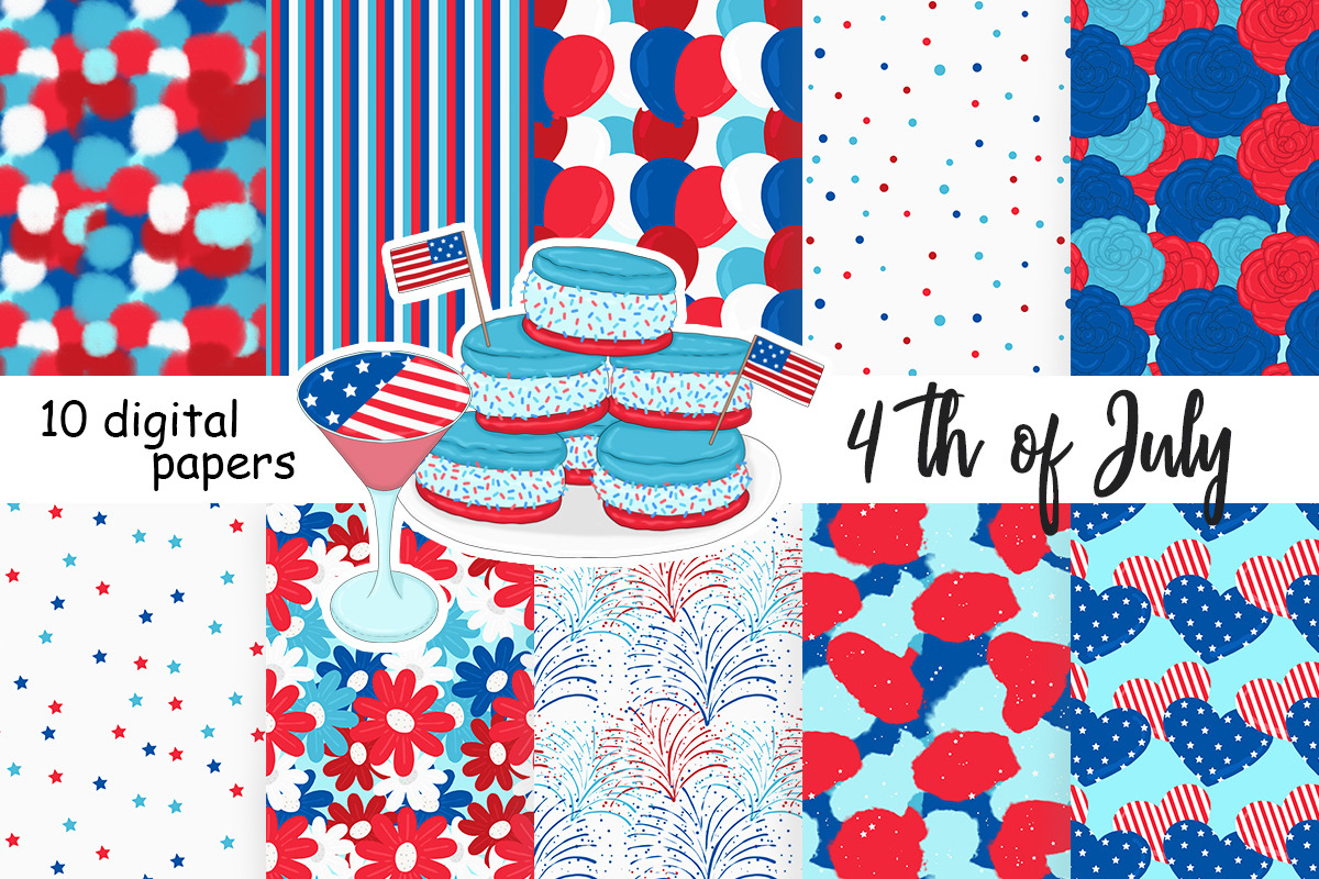 4th of July Bright Pattern, a Pattern Graphic by GlamArtZhanna (Photo 3 of 3)