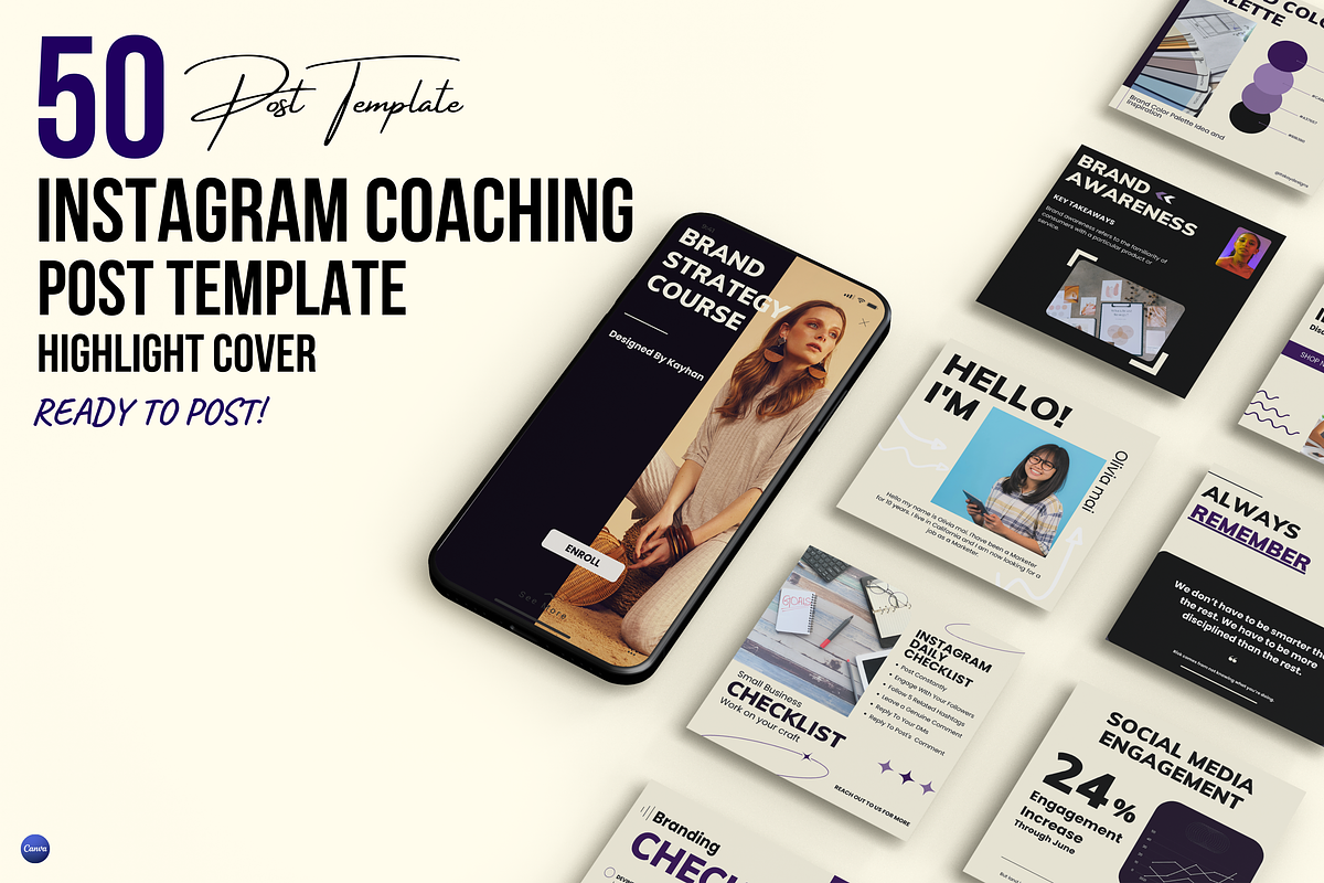 50 Modern Instagram Post Templates, a Social Media Template by Kay Designs (Photo 5 of 6)