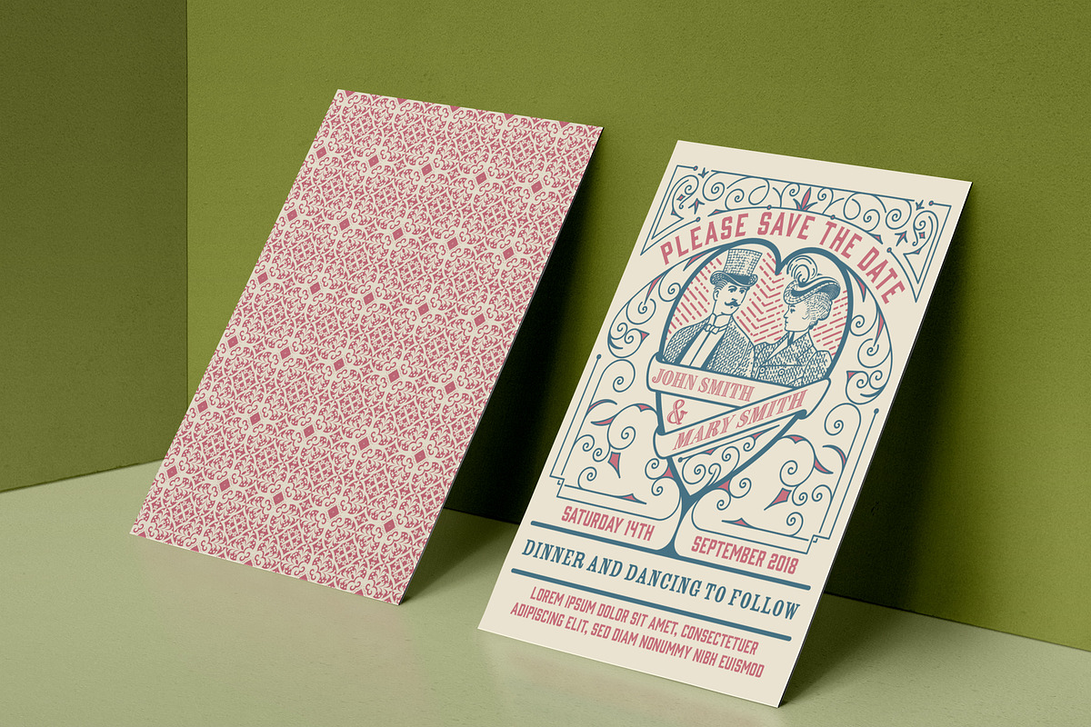 Mega Set Vintage Wedding Invitations, an Invitation Template by OneVectorStock (Photo 3 of 18)