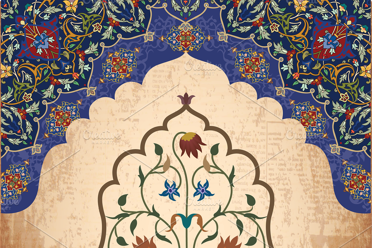 Mughal Floral Arch Illustration, a Decorative Illustration by Mughal Wallpaper (Photo 1 of 3)